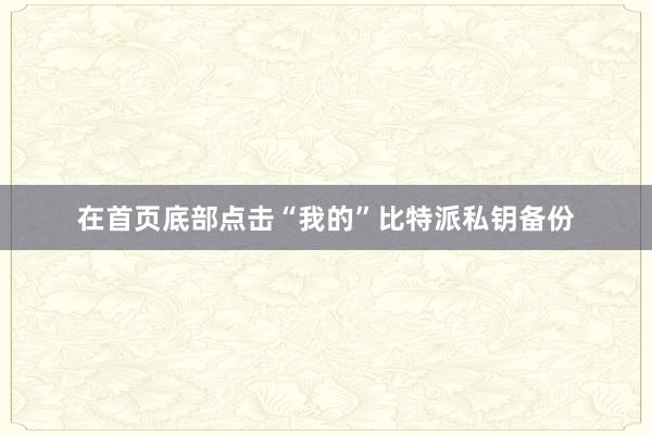 在首页底部点击“我的”比特派私钥备份