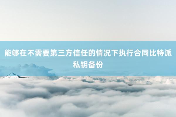 能够在不需要第三方信任的情况下执行合同比特派私钥备份