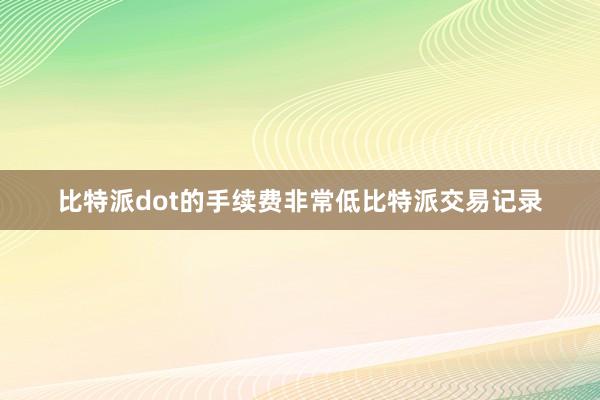 比特派dot的手续费非常低比特派交易记录