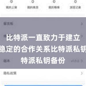 比特派一直致力于建立长期稳定的合作关系比特派私钥备份